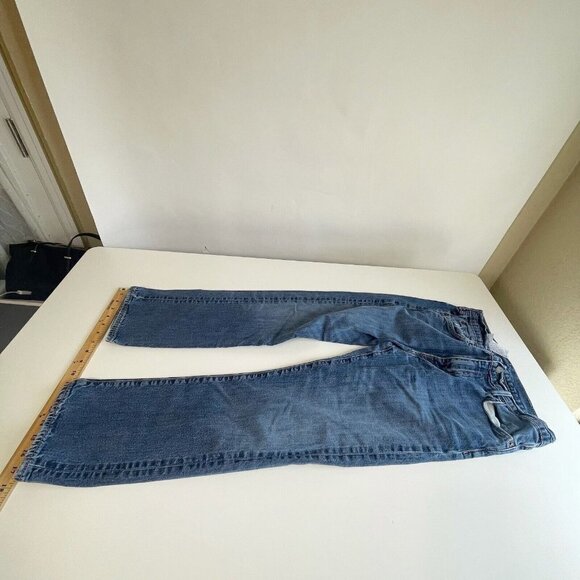 Levi's 504 Mens High Rise Straight Denim Jeans Blue 33 Medium Wash Pockets Zip - Picture 10 of 14